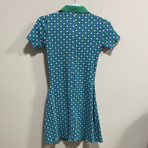 H&M Divided Retro Geo Print Zip Polo Mini Dress Green Purple Y2K‎ Size Small - Picture 4 of 11